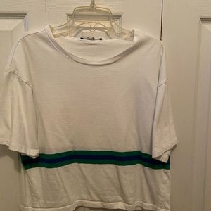 Blue green and white t shirt✨